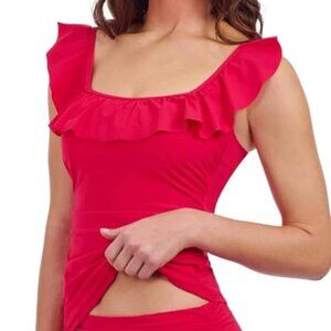 Profile By Gottex Womens Tutti Frutti Square Neck Ruffle Tankini Swim Top Size 8